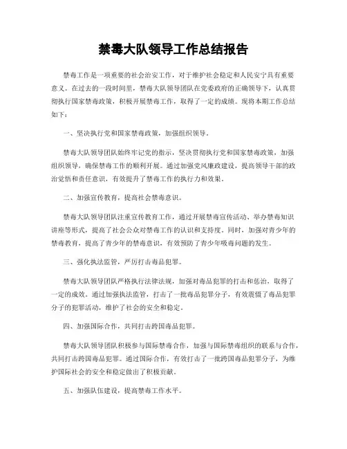 禁毒大队领导工作总结报告