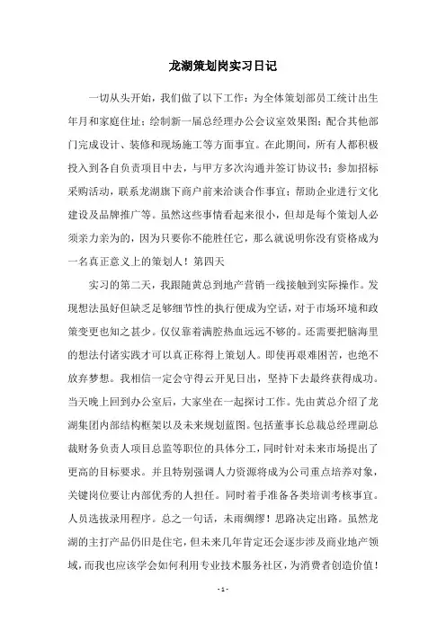 龙湖策划岗实习日记