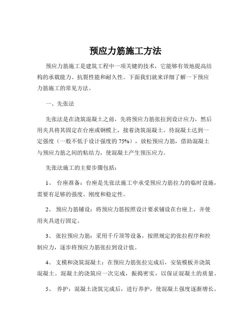 预应力筋施工方法