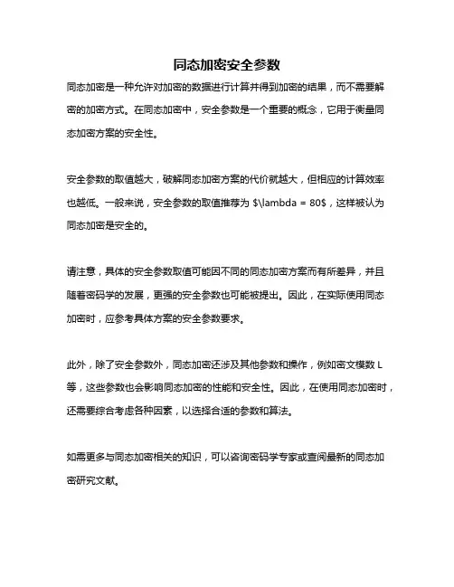 同态加密安全参数