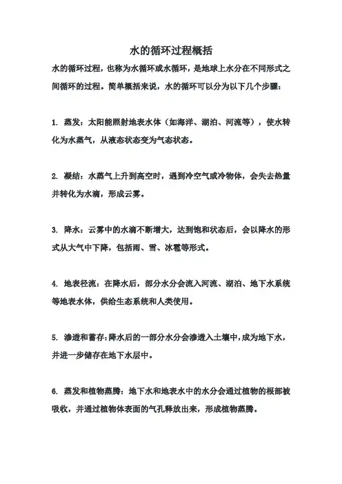 水的循环过程简单概括