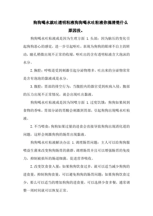 狗狗喝水就吐透明粘液狗狗喝水吐粘液你搞清楚什么