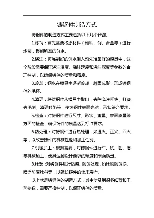 铸钢件制造方式