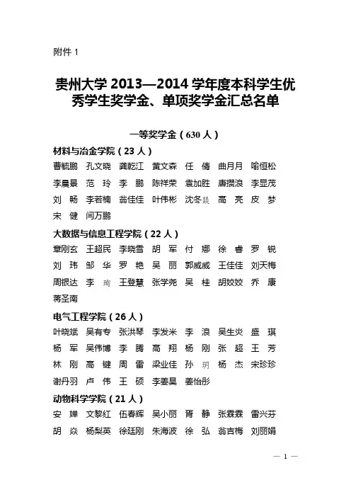 一等奖学金