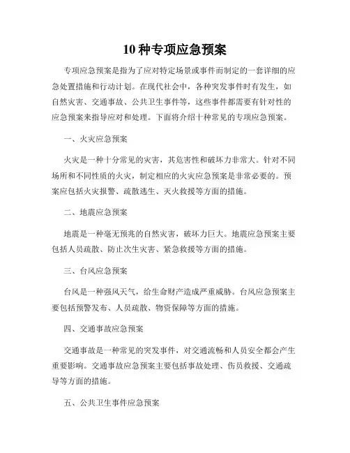 10种专项应急预案