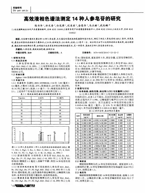 高效液相色谱法测定14种人参皂苷的研究