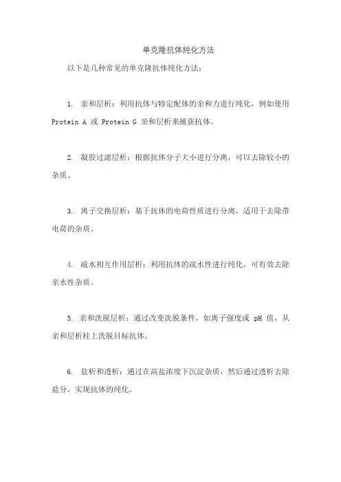 单克隆抗体纯化方法
