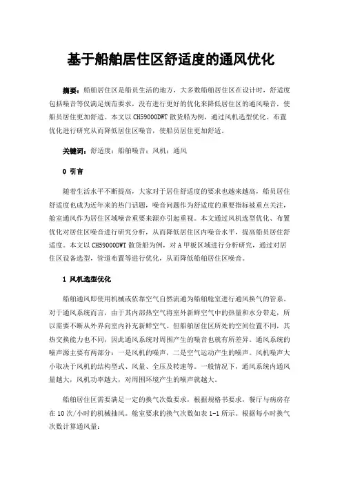 基于船舶居住区舒适度的通风优化