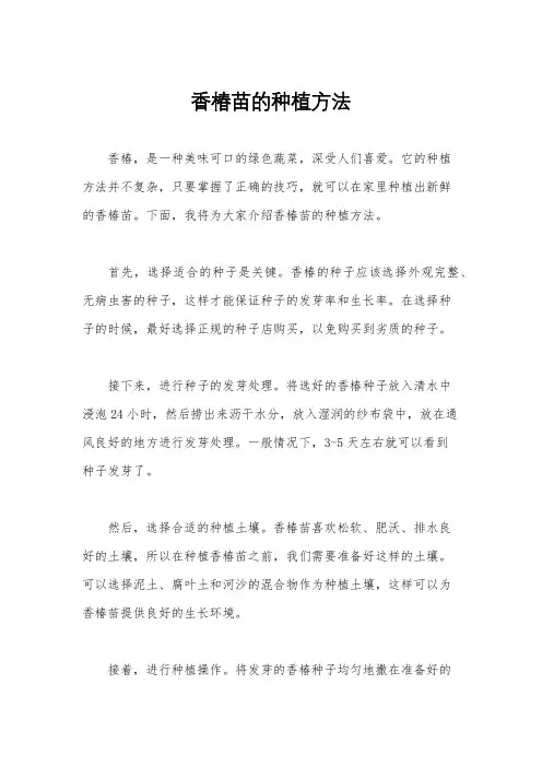 香椿苗的种植方法