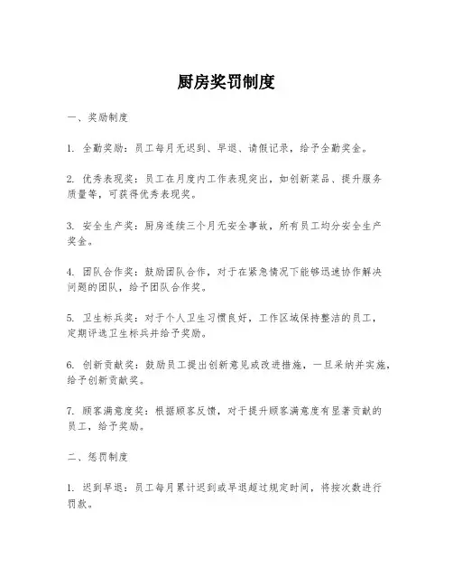 厨房奖罚制度
