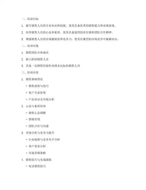 顶尖销售培训方案