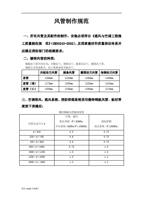 风管制作规范