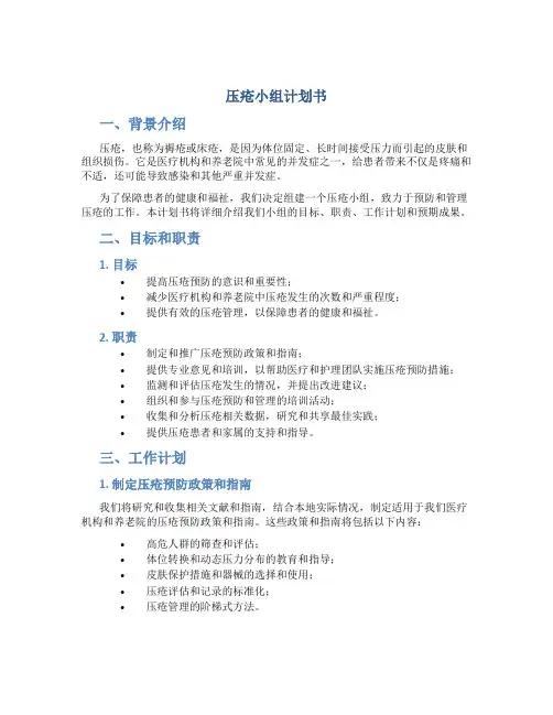 压疮小组计划书
