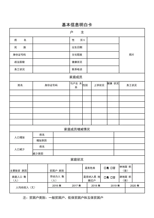 基本信息明白卡电子版