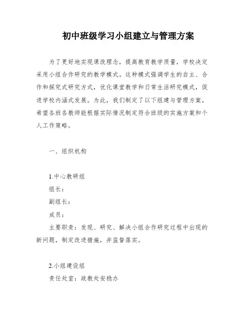 初中班级学习小组建立与管理方案