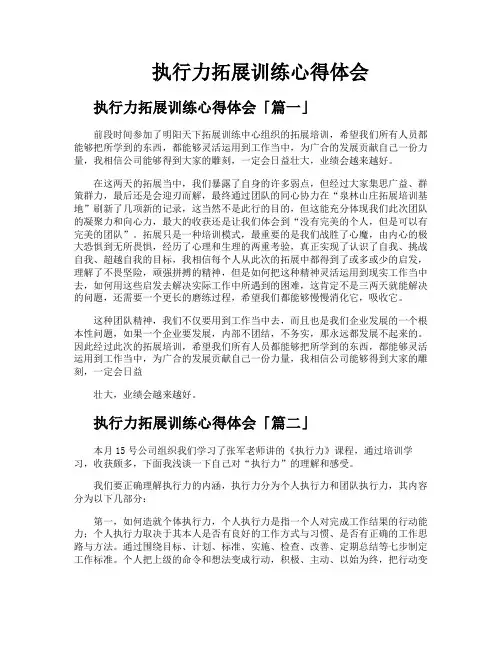 执行力拓展训练心得体会