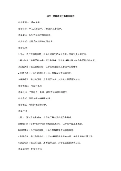 初三上学期物理经典教学案例