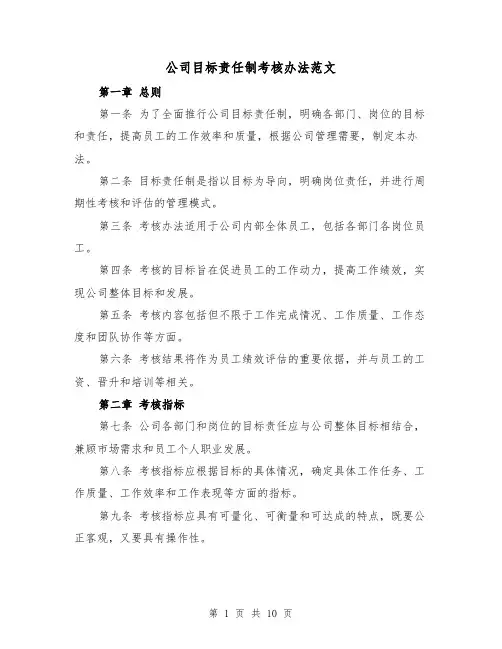 公司目标责任制考核办法范文（4篇）