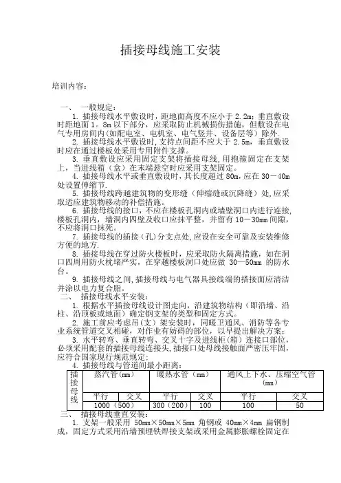 插接母线施工安装