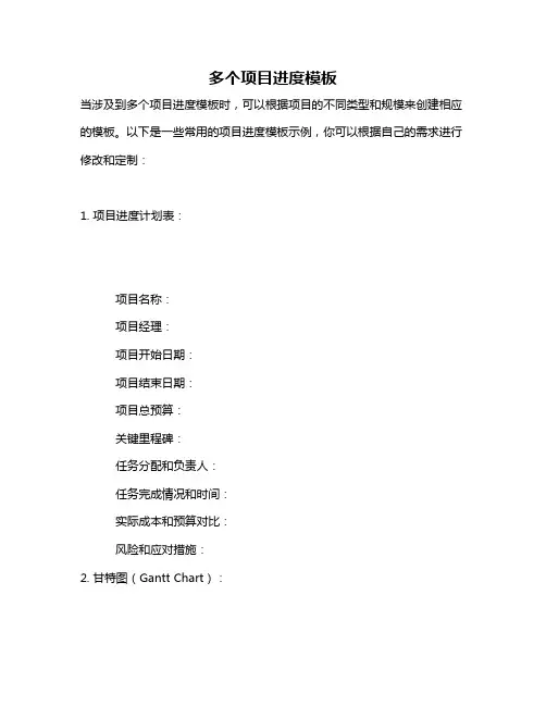 多个项目进度模板