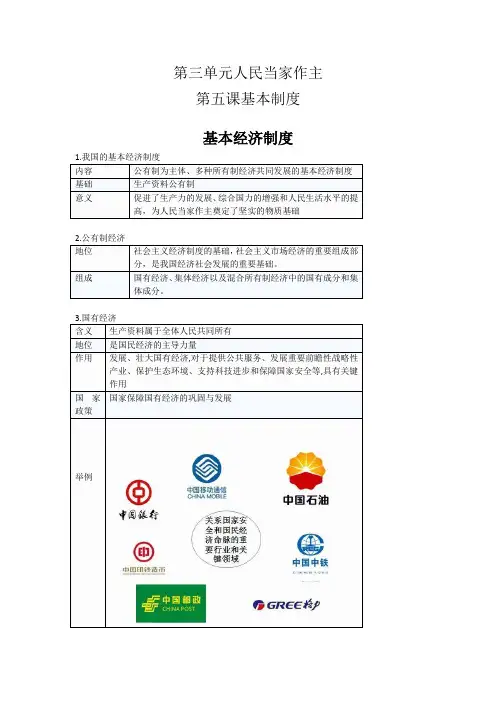 部编版八下《道德与法治》第三单元复习提纲