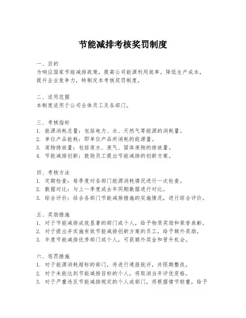 节能减排考核奖罚制度