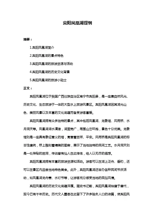 宾阳凤凰湖提纲