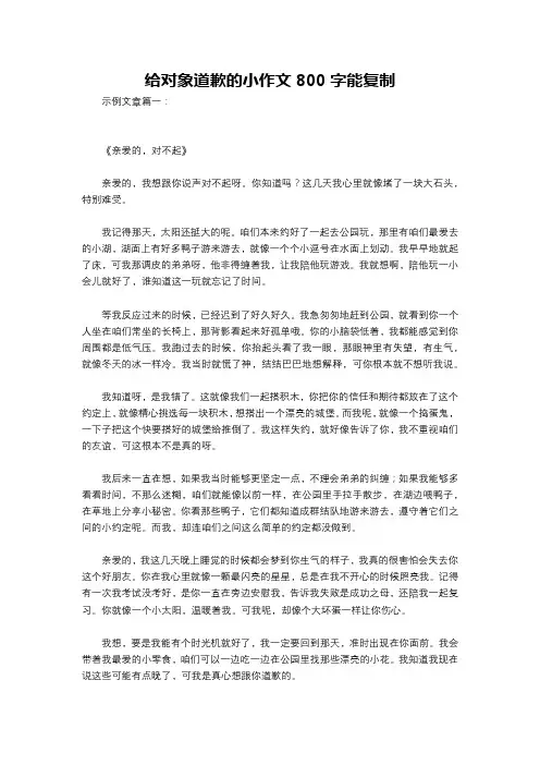 给对象道歉的小作文800字能复制