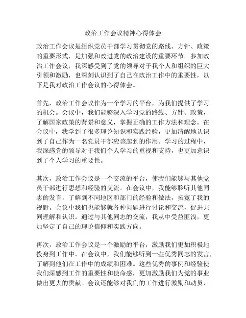 政治工作会议精神心得体会