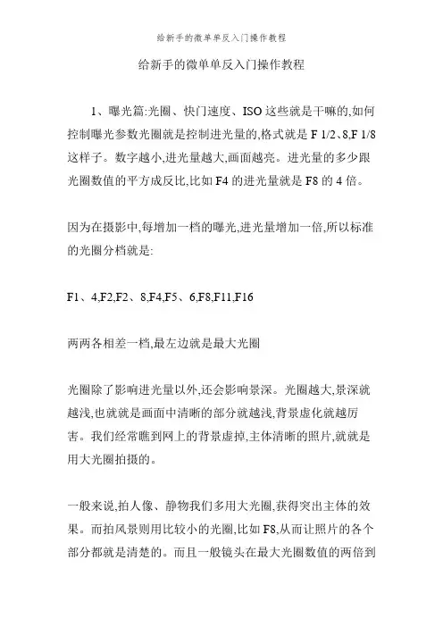 给新手的微单单反入门操作教程