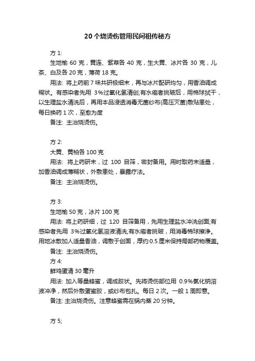 20个烧烫伤管用民间祖传秘方