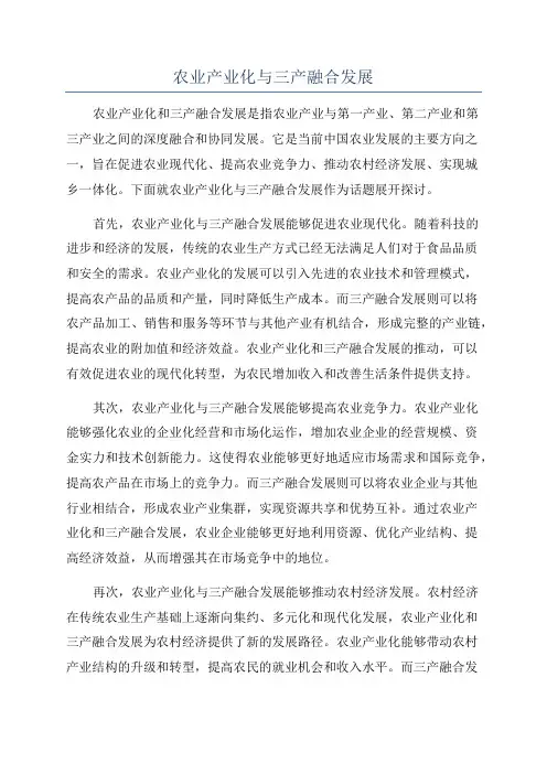 农业产业化与三产融合发展