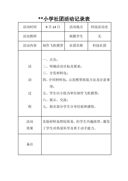 科技社团活动记录