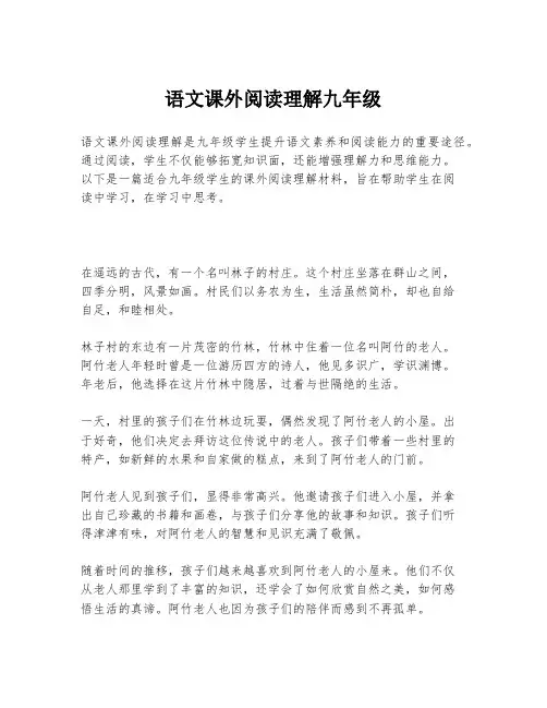 语文课外阅读理解九年级