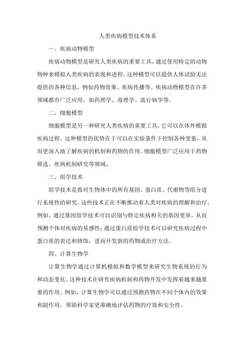 人类疾病模型技术体系