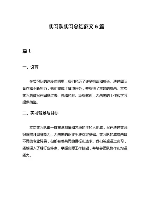 实习队实习总结范文6篇