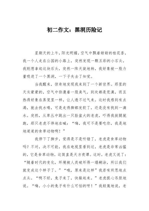 初二作文：黑洞历险记