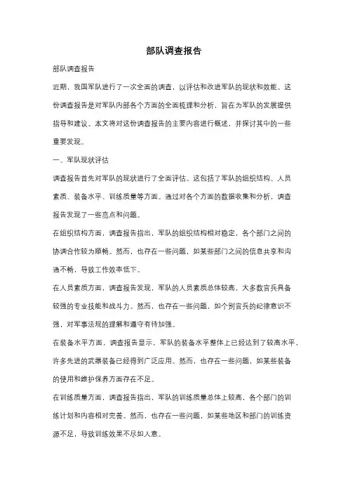 部队调查报告