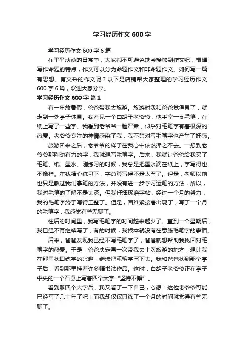 学习经历作文600字