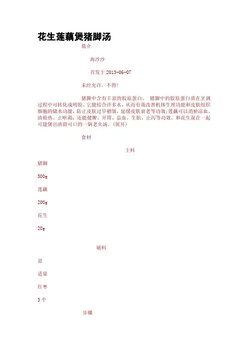 (仅供参考)花生莲藕煲猪脚汤