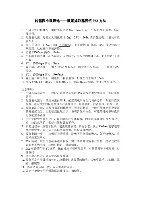 鼠尾提取DNA方法