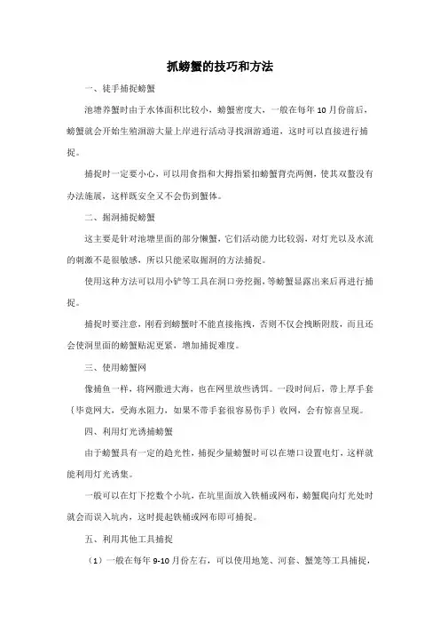 抓螃蟹的技巧和方法