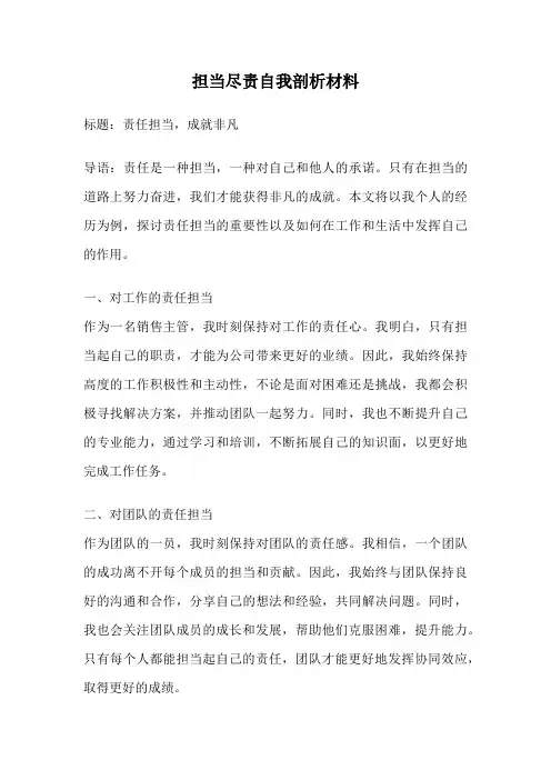 担当尽责自我剖析材料