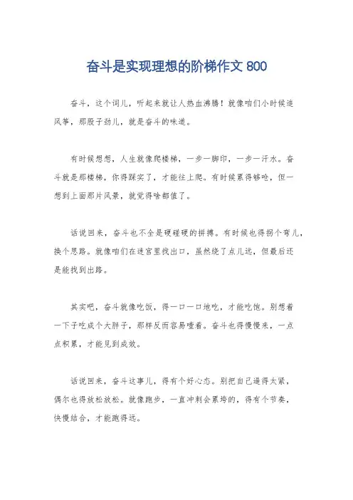 奋斗是实现理想的阶梯作文800