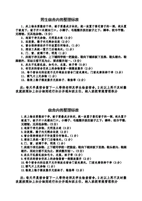 学生宿舍内务整理标准