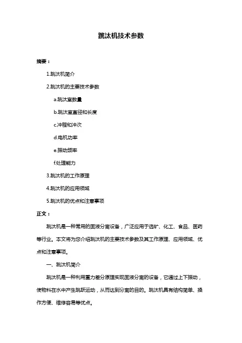 跳汰机技术参数