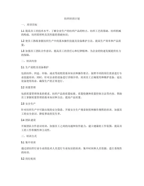 纺织培训计划
