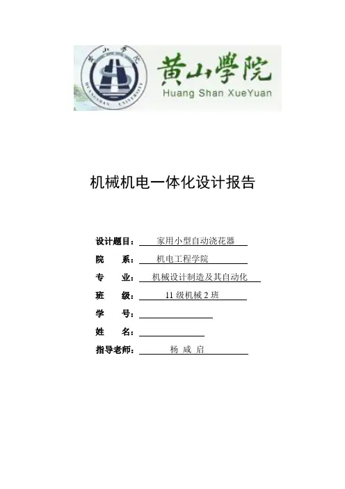 家用小型自动浇花器的设计报告