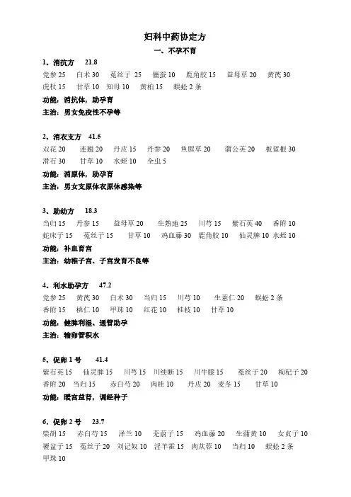 妇科中药协定方——医生手册