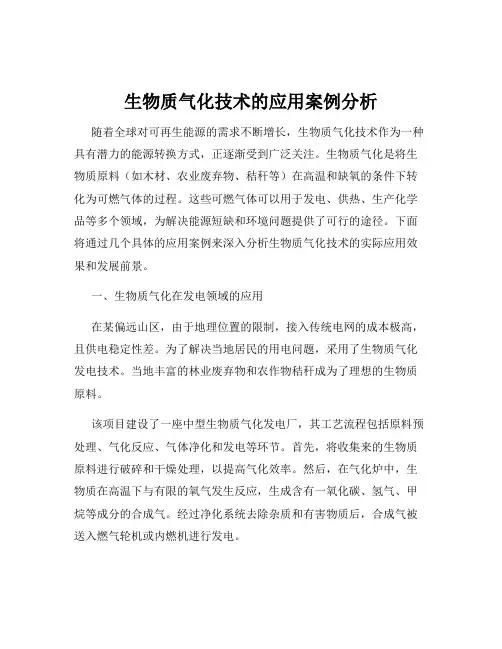 生物质气化技术的应用案例分析